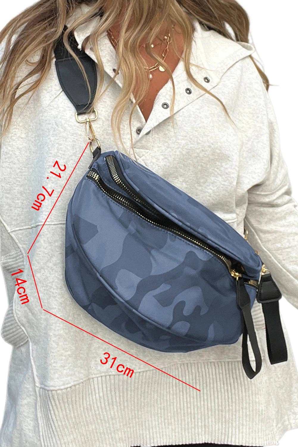 Suhkasana - Wholesale Crossbody Bag - Women's - Camo Print Crossbody Shoulder Bag with Gold Chain Detail12