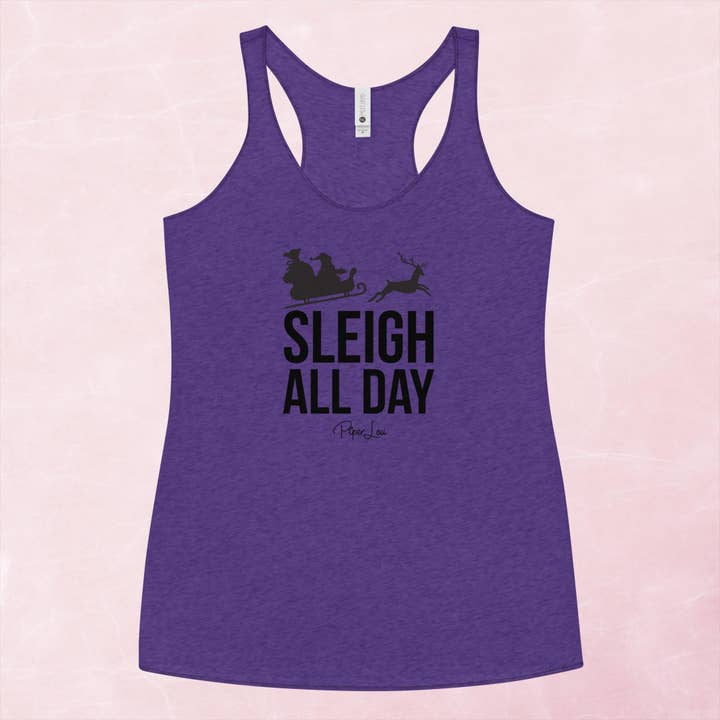 Camiseta sin mangas gráfica de Navidad "Sleigh All Day" para venta al por mayor de Piper Lou Collection