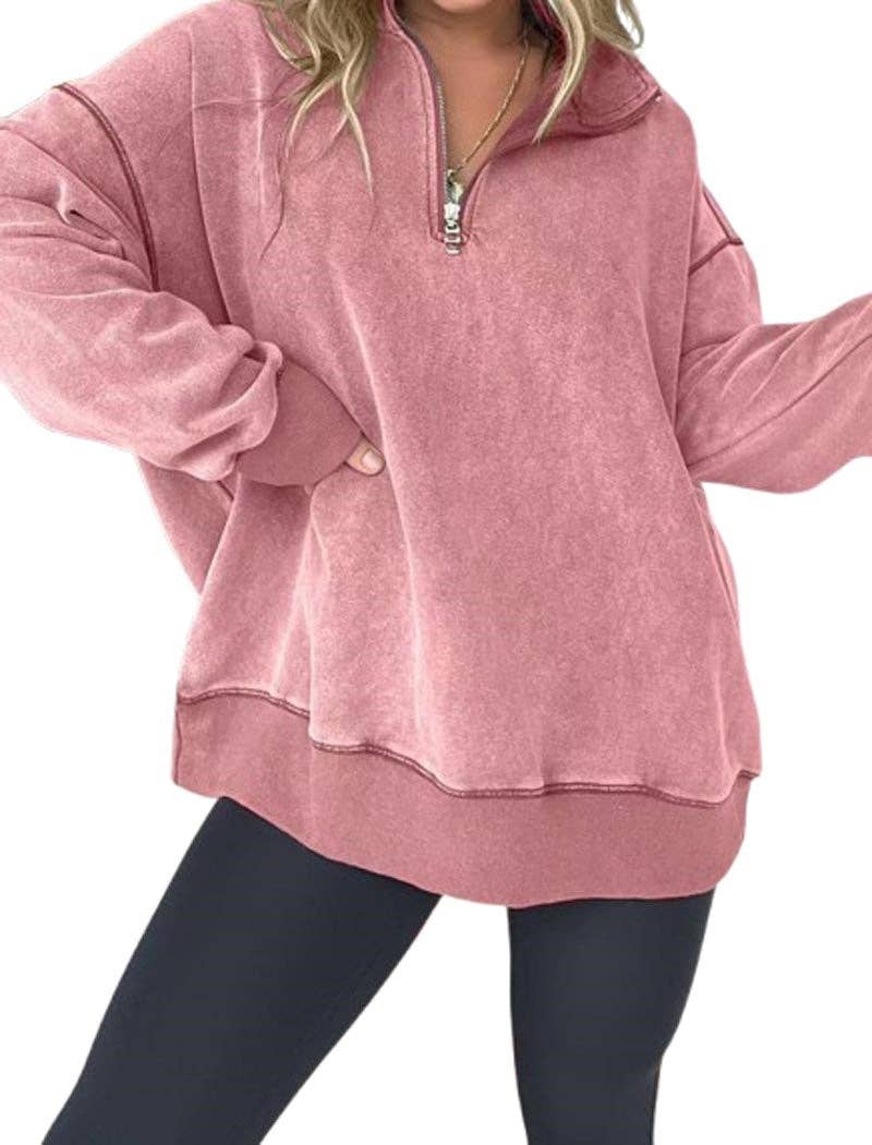 safistyle – Großhandel Sweatshirt – Damen – Locker geschnittenes Halbzip-Oberteil7