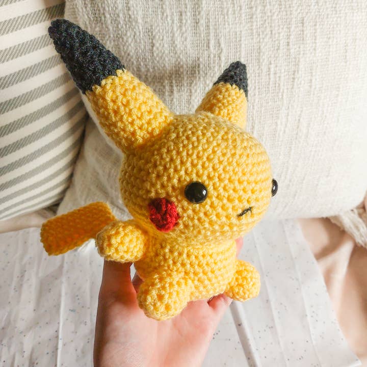 Skys Emporium - Wholesale Stuffed/Plush Toy - Kids & Baby - Crochet Pikachu Plushie, Handmade Pokemon Plushy1
