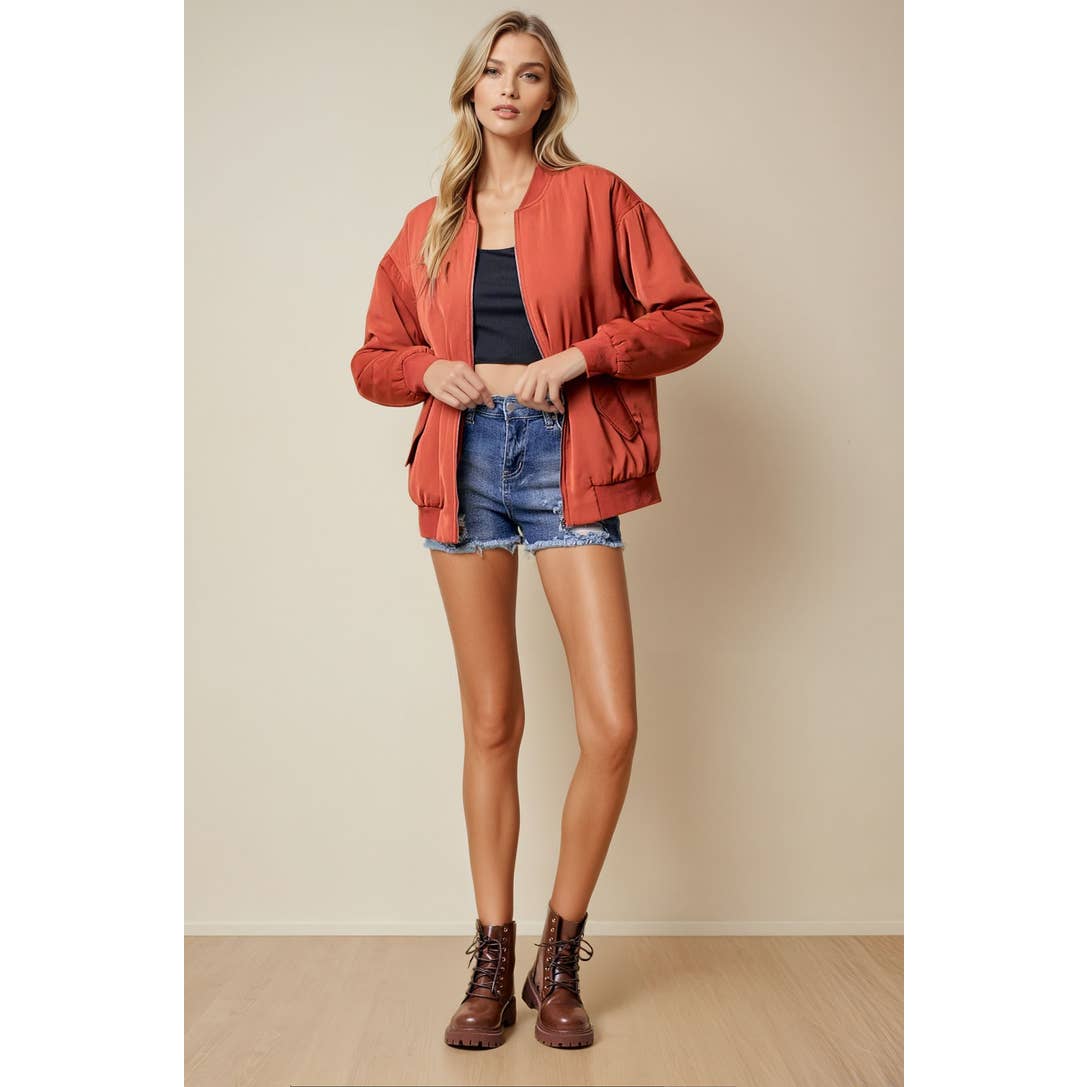 Doe and Rae - Wholesale Bomber Jacket - Women's - Drop Shoulder Bomber Jacket - 10260J-111