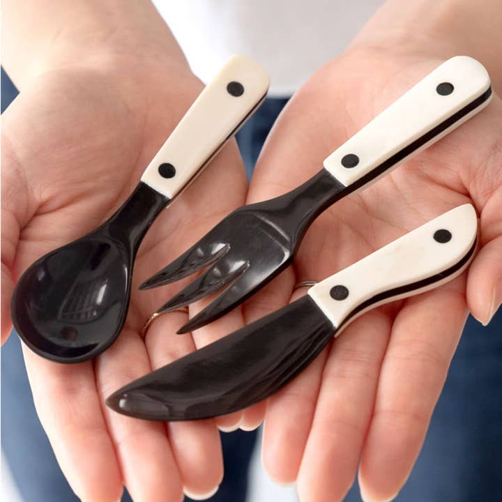 Luala Silk - Wholesale Assorted Cutlery Set - Horn Cutlery Set- Spoon Fork and Butter Knife
