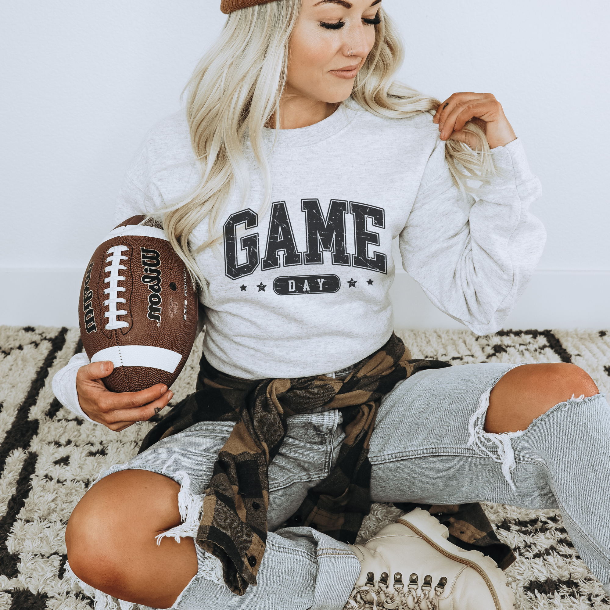 Trendznmore - Modern Graphic Apparel - Wholesale Graphic Sweatshirt - Women's -  Varsity Game Day Football Crewneck Graphic Sweatshirt6