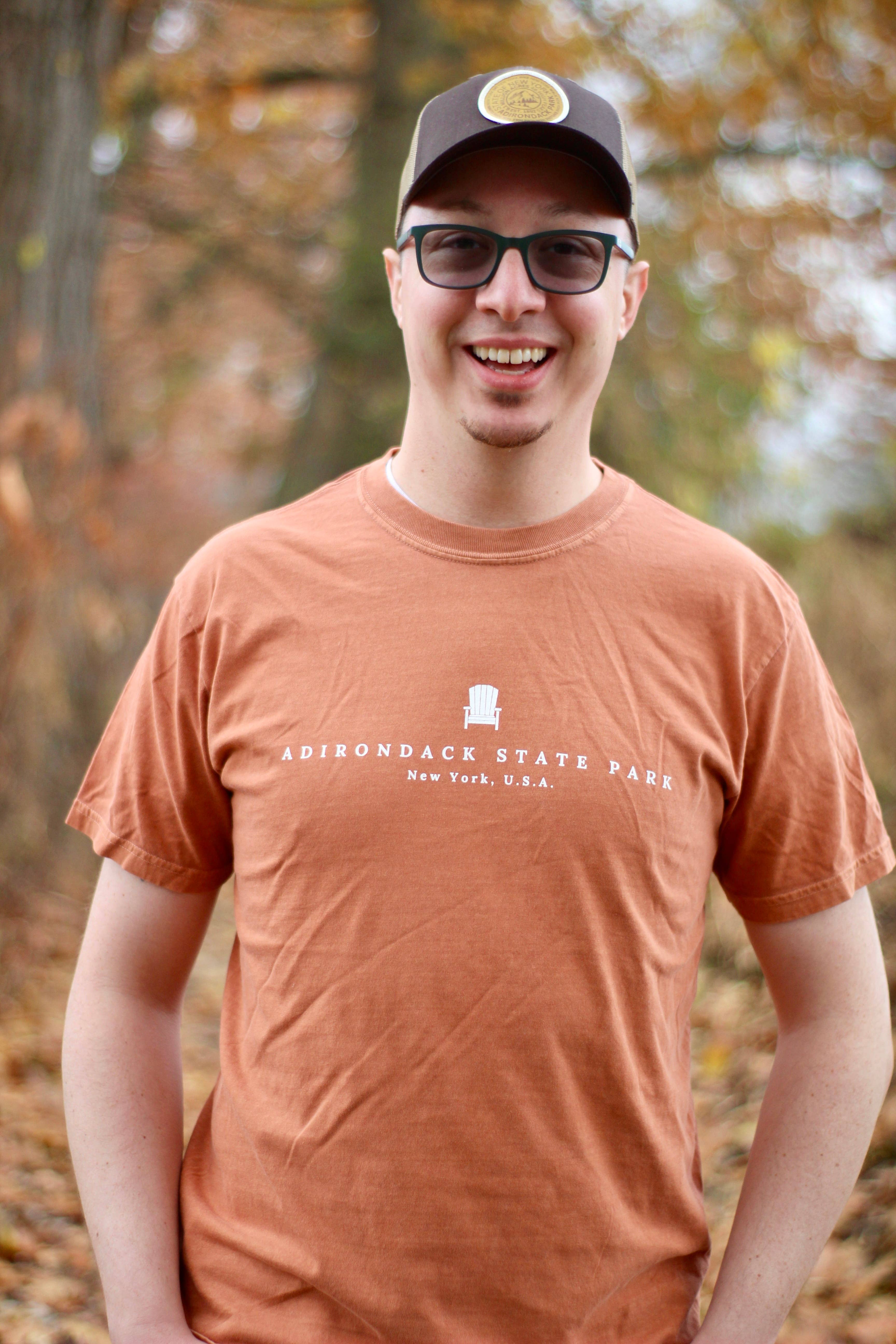 Just Wandering Co. - Wholesale Screen Printed T-Shirt - Unisex - Adirondack Park Map Short Sleeve Shirt | Plattsburgh, New Yo16