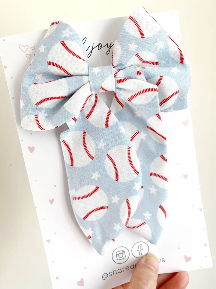 Baseball Hair Bow for wholesale by Shared Joy Bows