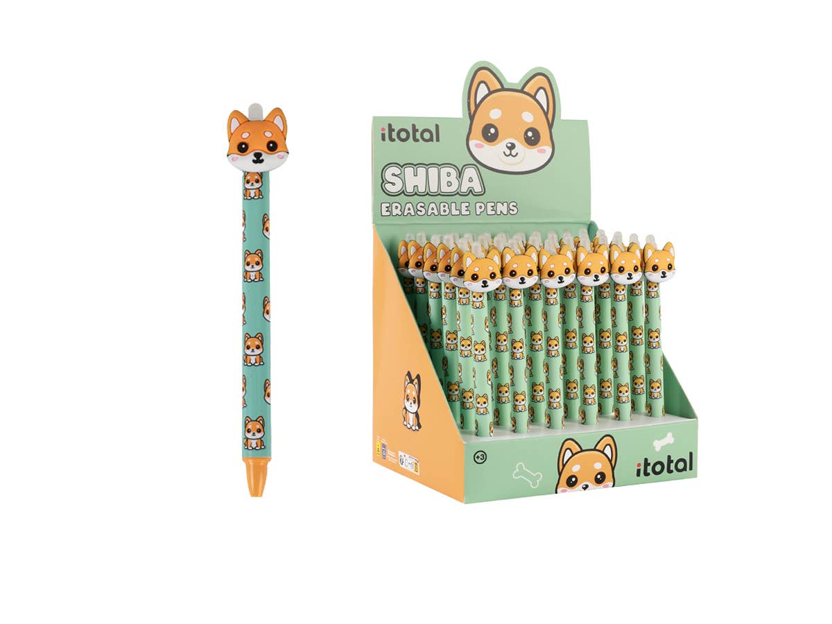 I-Total, I-Drink - Vente Stylos - Stylo effaçable Shiba - Présentoir de 36 pièces