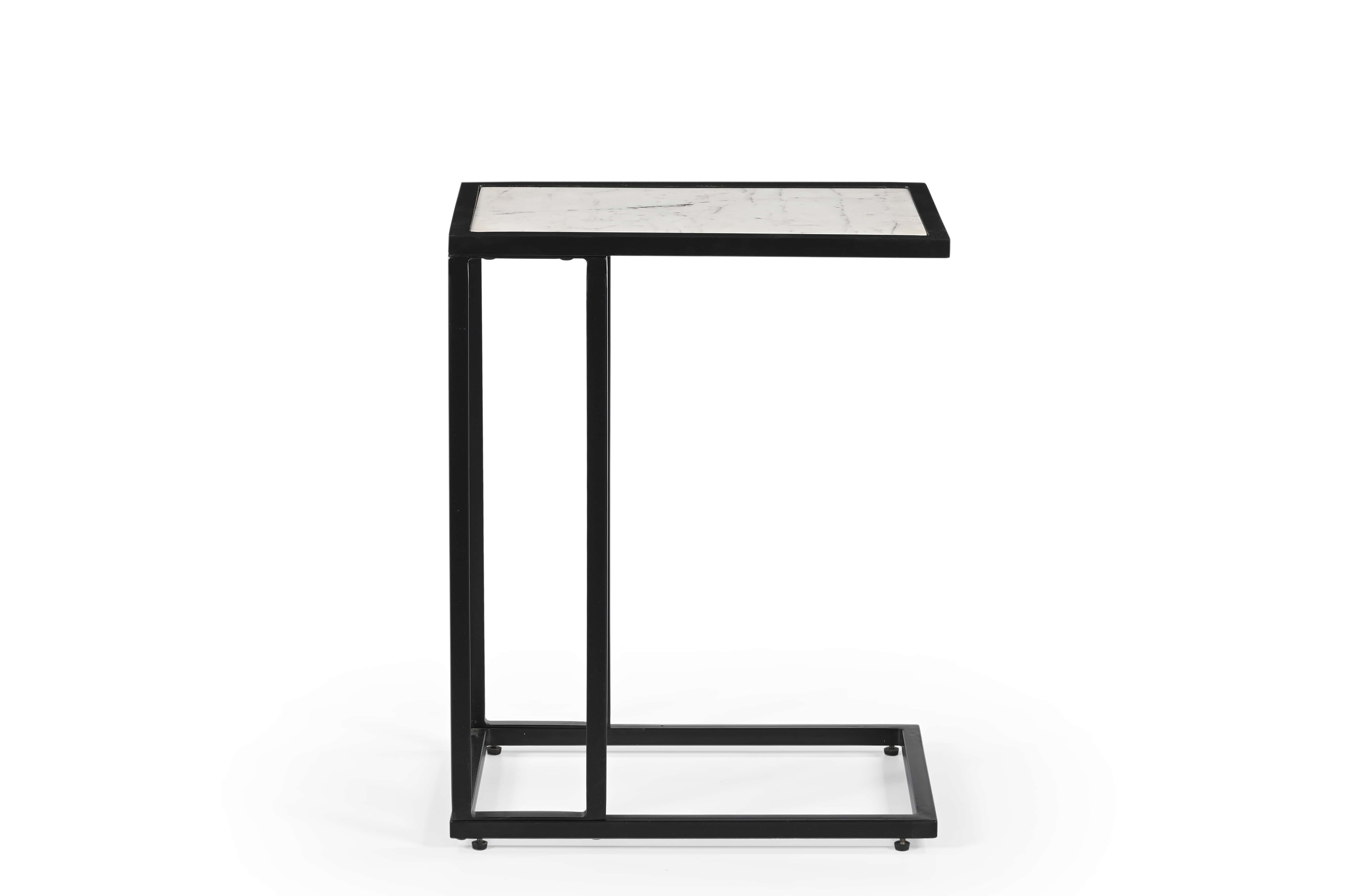 iAnanas - Wholesale Side Table - Moderner minimalistischer Beistelltisch mit schwarzem Metallrahmen und weißer Marmorplatte2