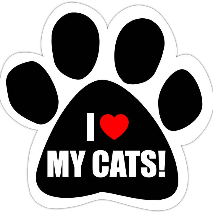 I Love My Cats! Paw Shaped Car Magnet for wholesale by E&S Pets