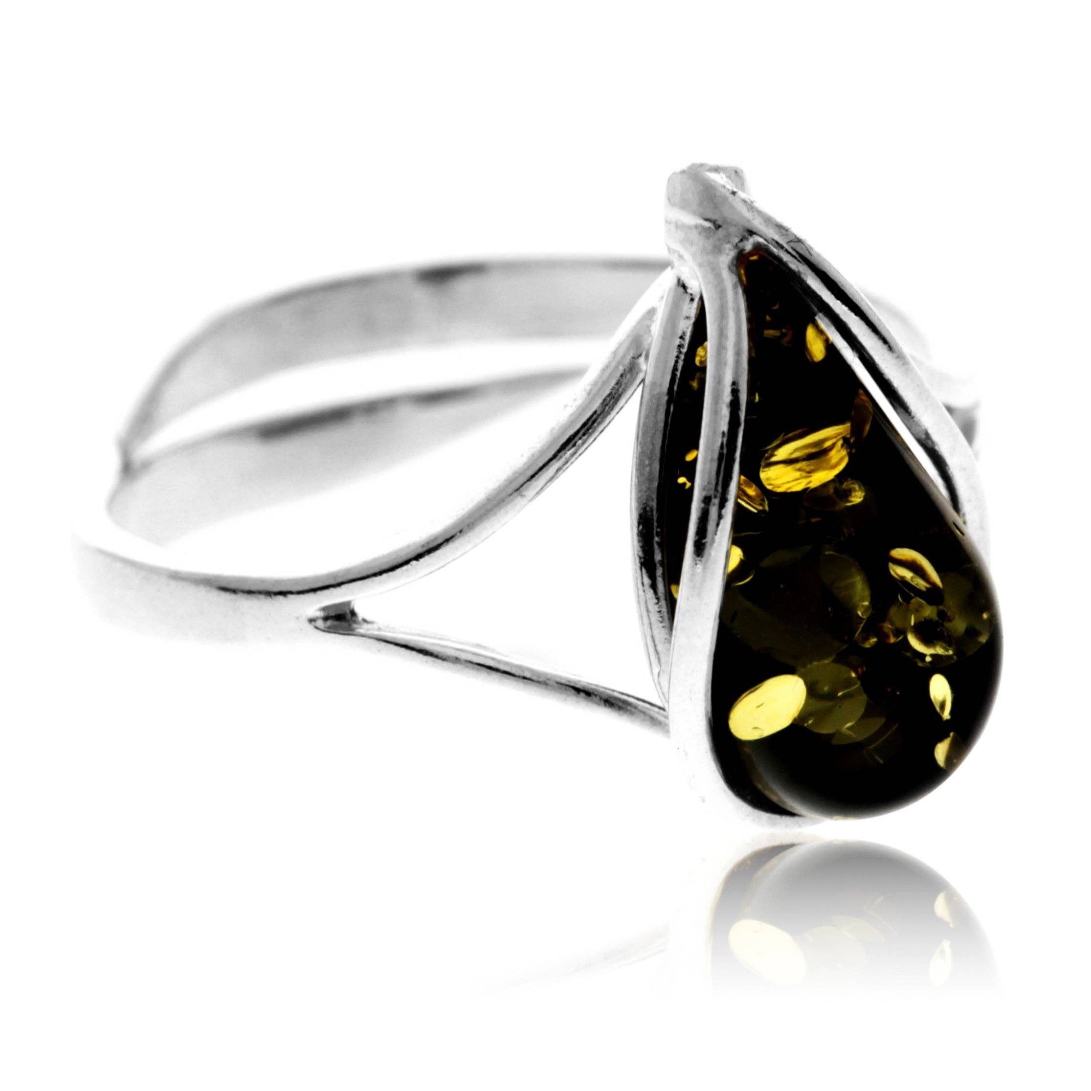SilverAmber Jewellery – wholesale Single stone/solitaire ring – 925 Sterling Silver & Genuine Baltic Amber Adjustable Ring G403A5