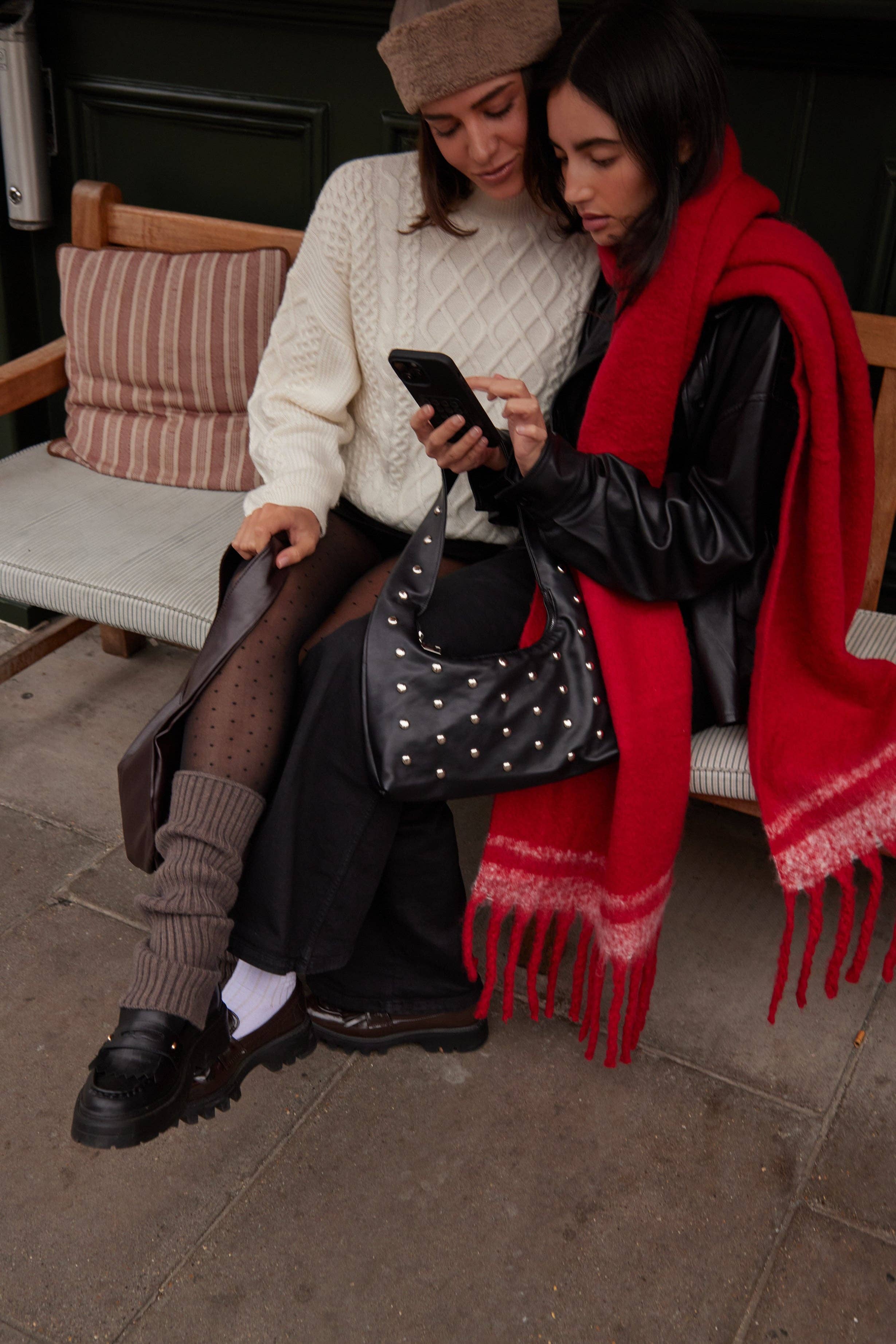 Studded Tapered Shoulder Bag in Black for wholesale on Faire1