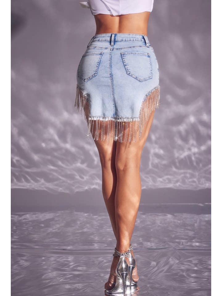 LAVAGGIO LEGGERO Minigonna con strass in vendita all'ingrosso su Faire2