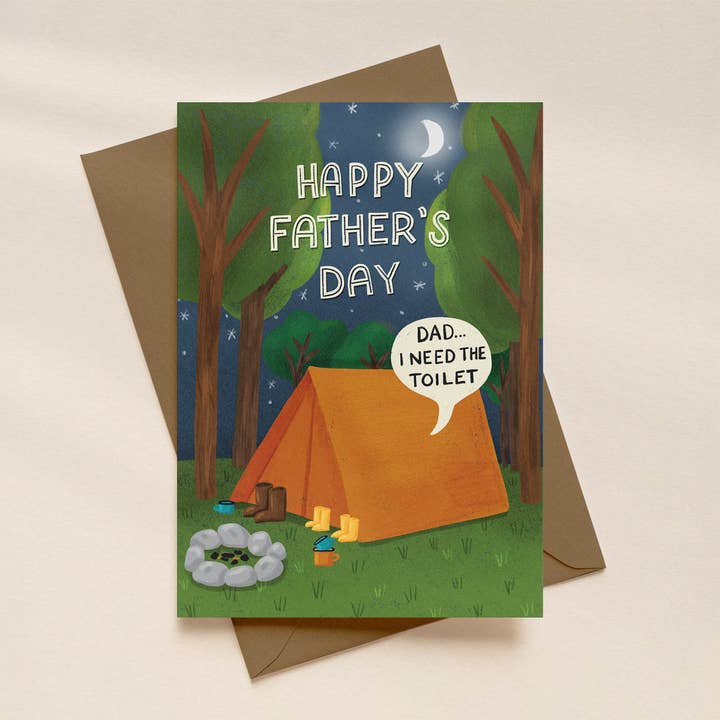 Funny "Dad I Need The Toilet" Father's Day Card for wholesale by Silky Rose Design