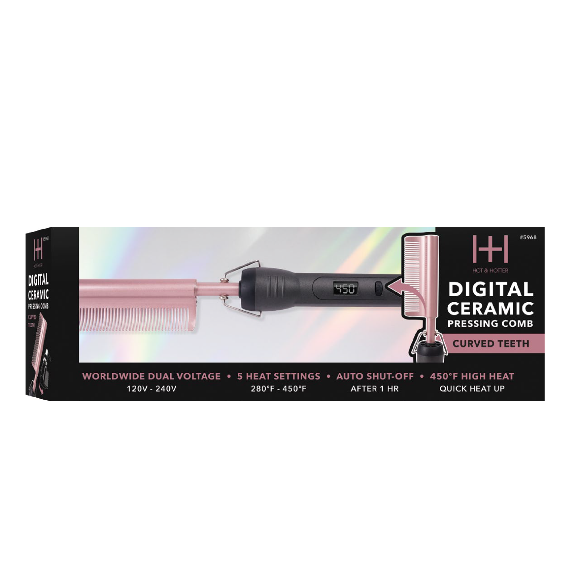 Annie International, Inc. - Wholesale Hair Brush/Comb - Hot & Hotter Digital Electrical Ceramic Pressing Comb Curved4