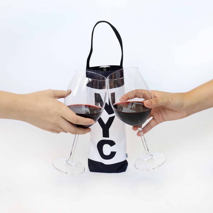 Anne Cate - Vendita all'ingrosso Borse per bottiglie di vino - Borsa da vino in tela con abbreviazione della città di CLE (Cleveland)