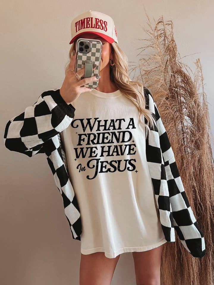 What a friend we have in Jesus comfort colors tee shirt for wholesale by Broke Babes Wholesale
