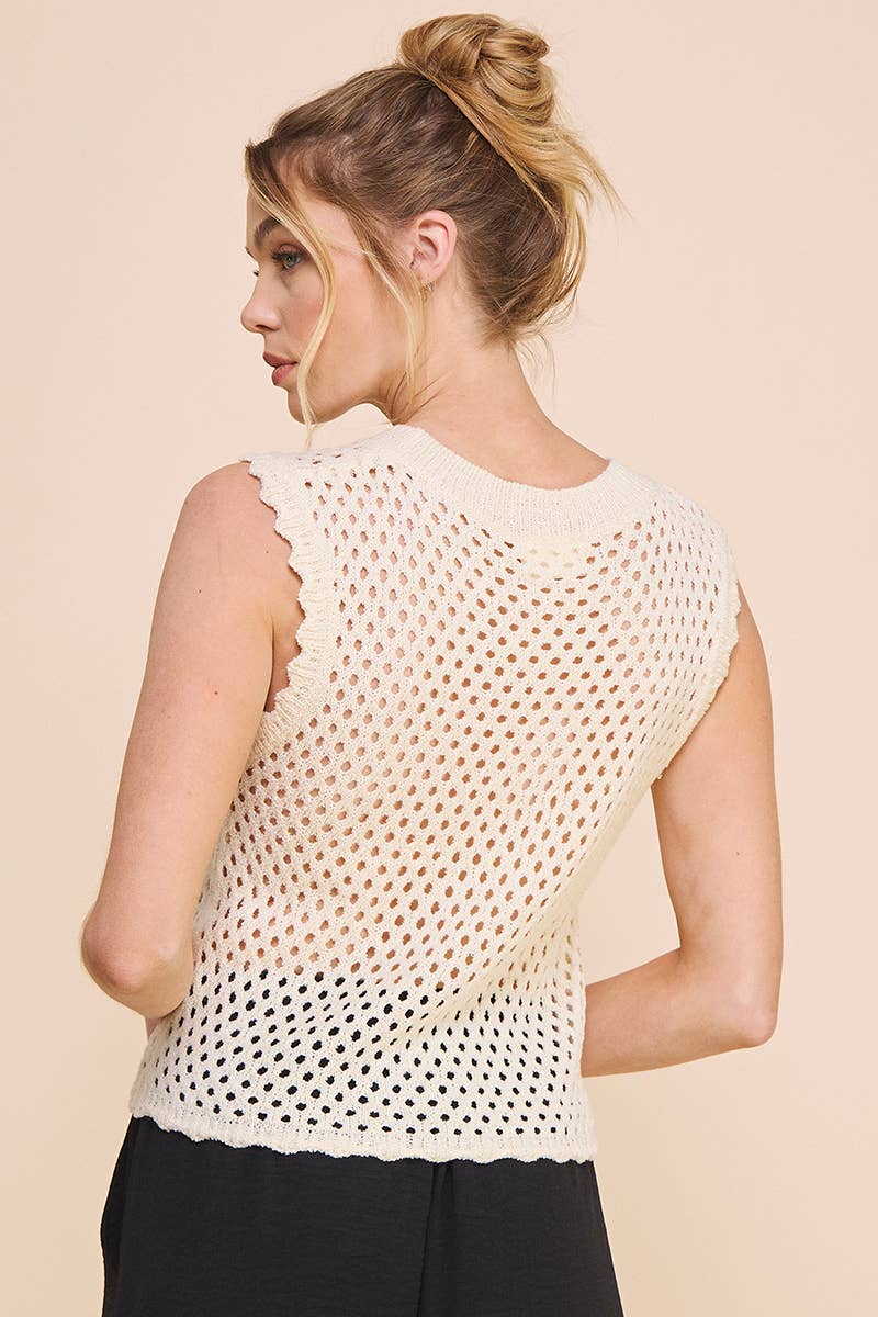 Allie Rose - Wholesale Knit Top - Women's - Sweater Tank with Scallop Edges7