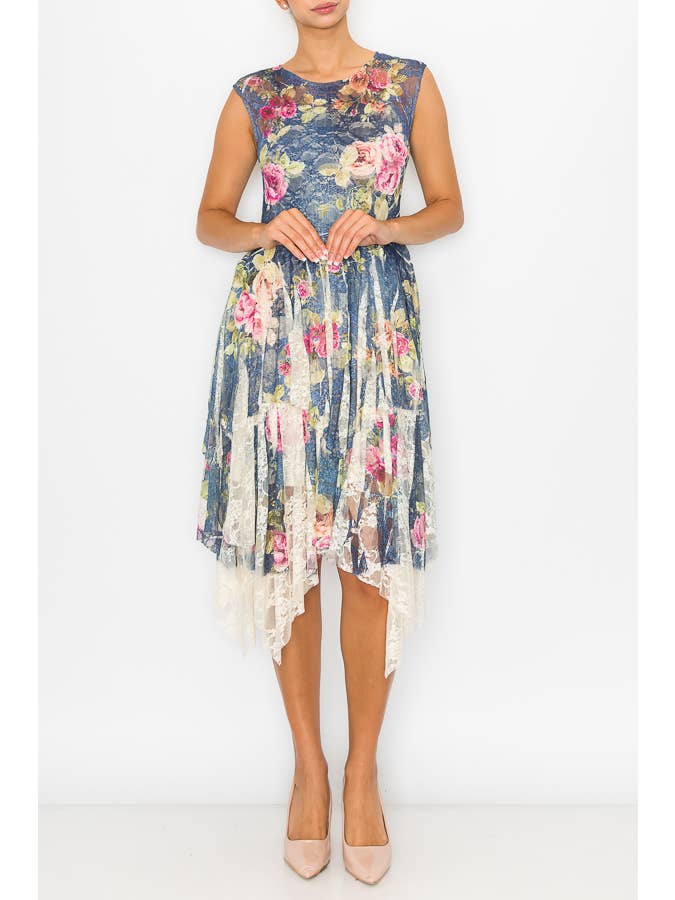 Origami Apparel ~ Lace and Crochet inspired - Wholesale Dress - Women's - OLS-4609 BG/DE ROSE