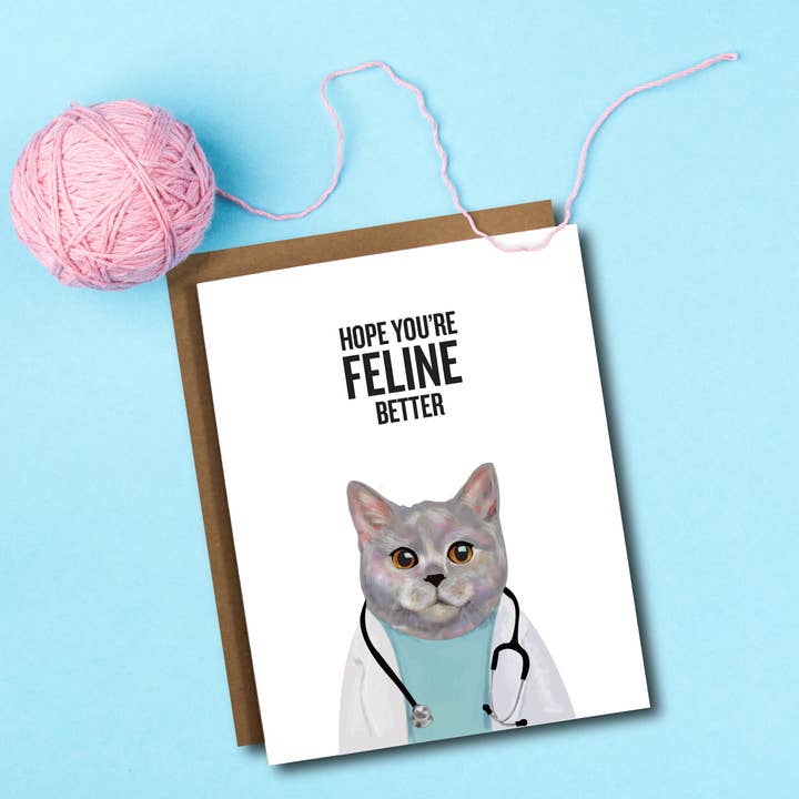 The Card Bureau – postal de desejos de melhoras por atacado – Cartão Feline Better Get Well