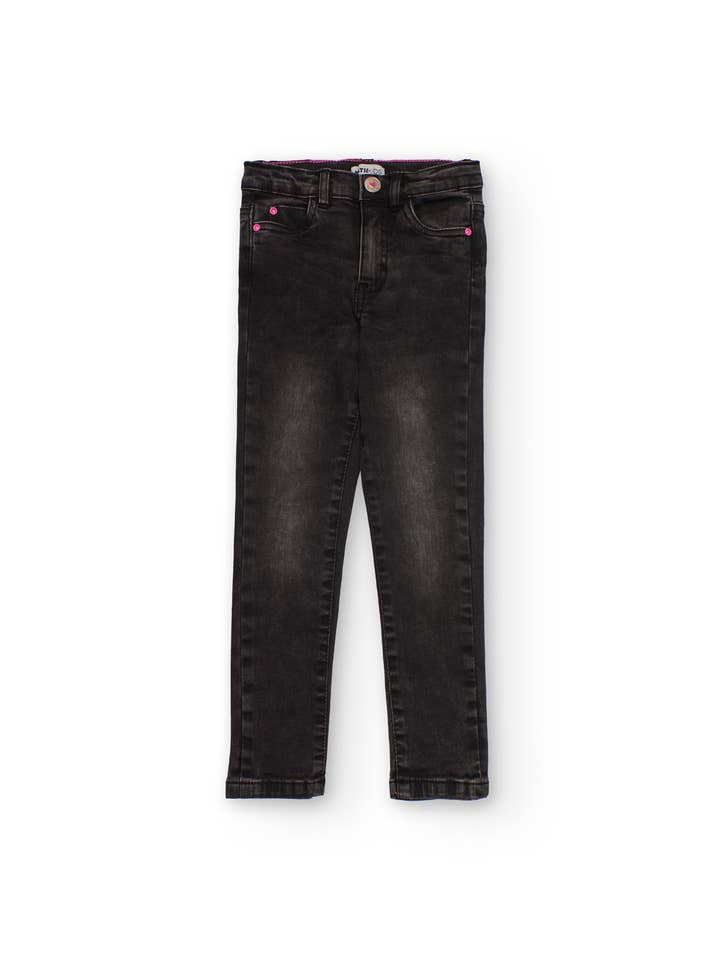 Girls' black distressed skinny denim pants for wholesale by tuc tuc