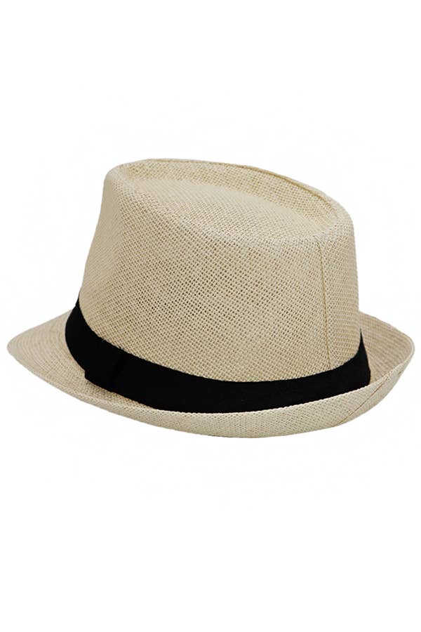Cap Zone - Venta al por mayor Sombrero de paja - Mujer - Black Band Decor Open Weave Papel Peso Ligero Paja Fedora3