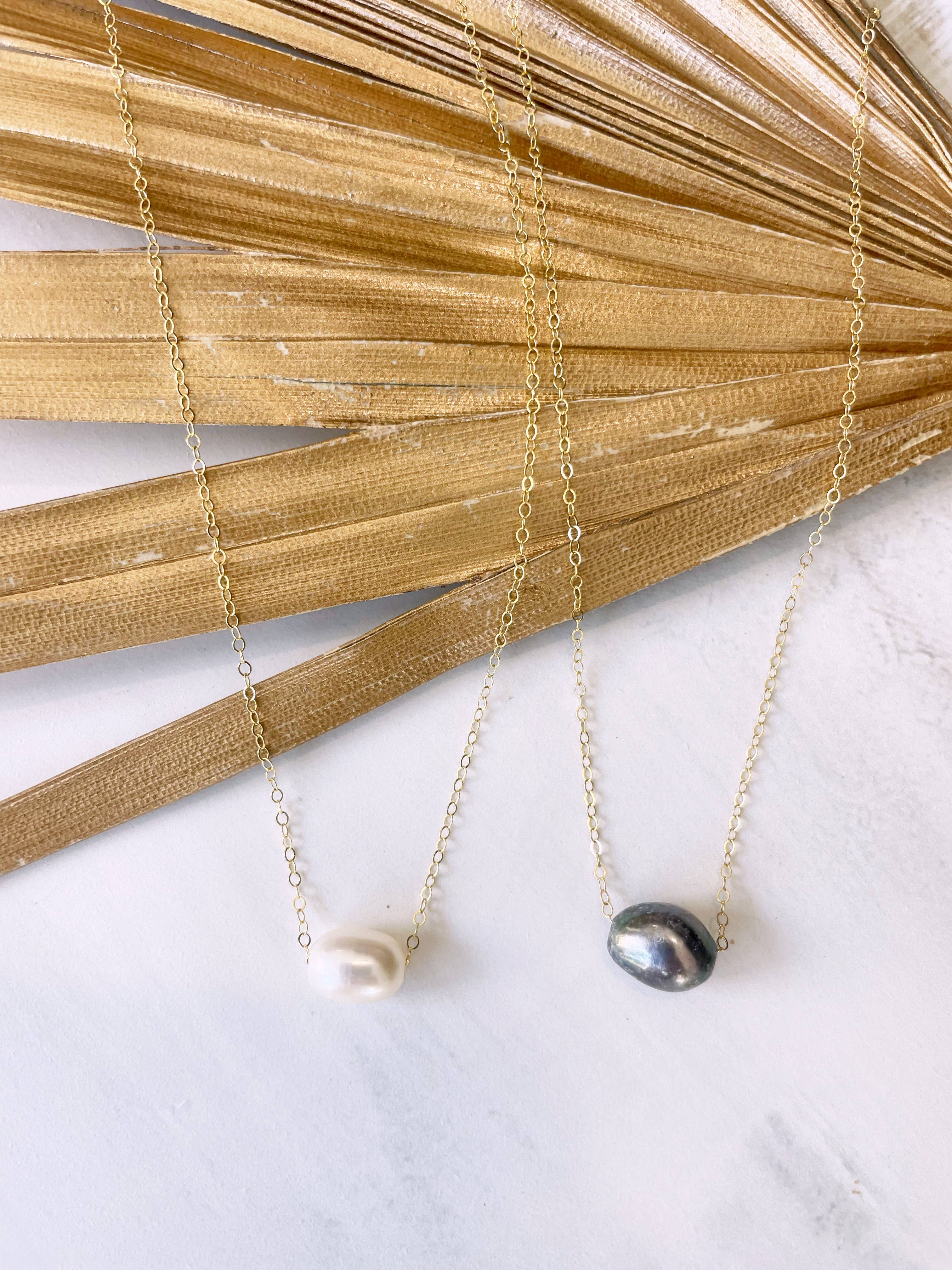 Quinn Sharp Handmade - Vendita all'ingrosso Collana con ciondolo/pendaglio - Collana a filo con perla singola | Riempita in oro 14kt 6