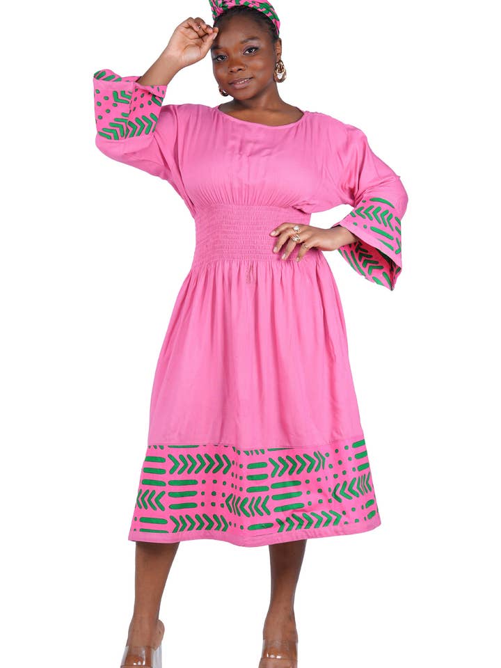 African Trim Midi Dress for wholesale by Satsuma Wholesale