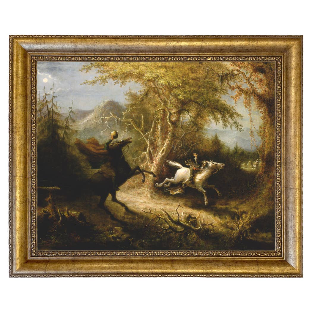 Madison Bay Co. - Historical Home Decor Reproductions - Wholesale Schilderen/Tekenen - Schilderijafdruk van de Ruiter zonder Hoofd die Ichabod Crane Achtervolgt36