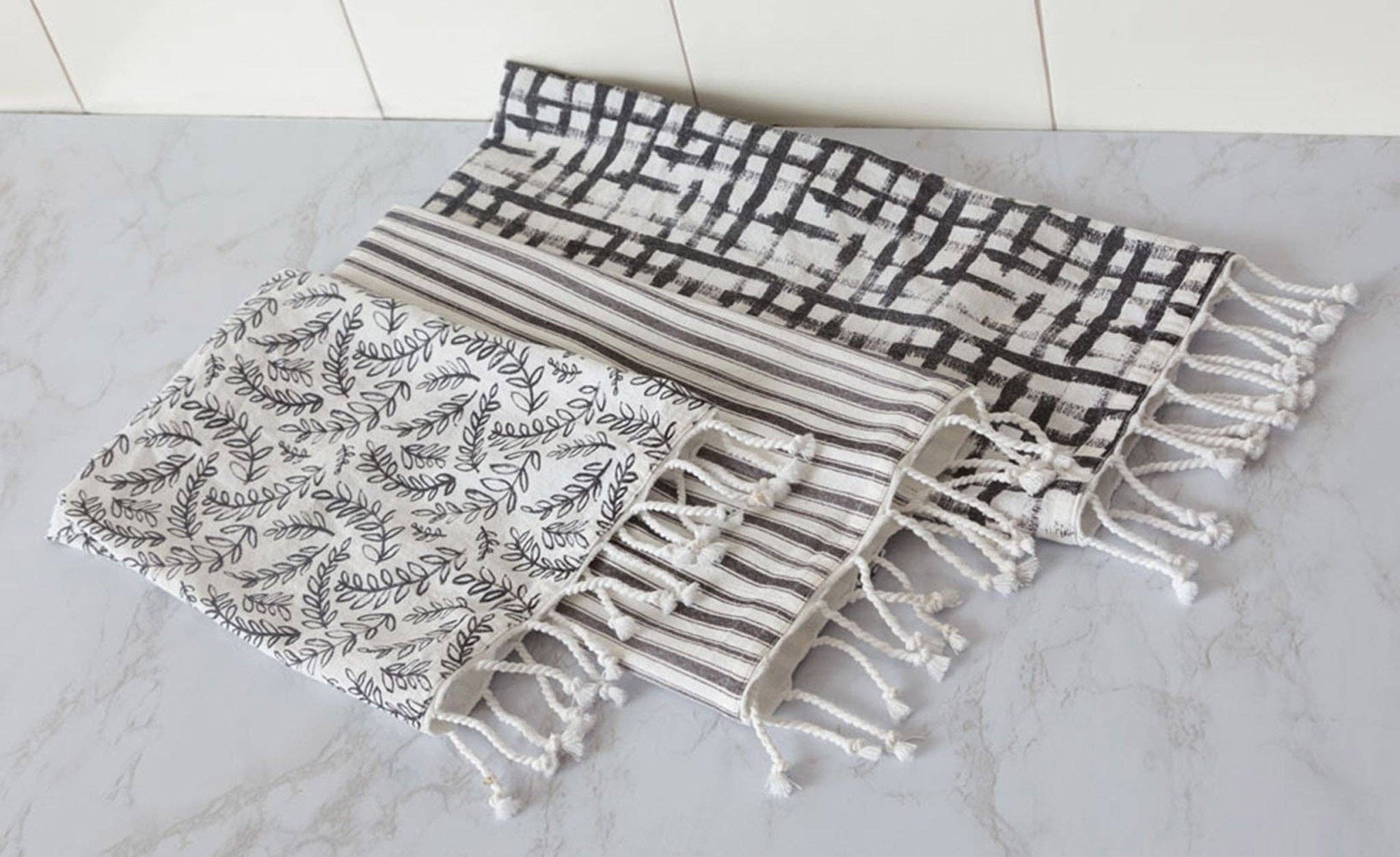 Audrey's Home & Gift - Wholesale Tea Towel - Tea Towels - Black and White (Pk/03 Ast)