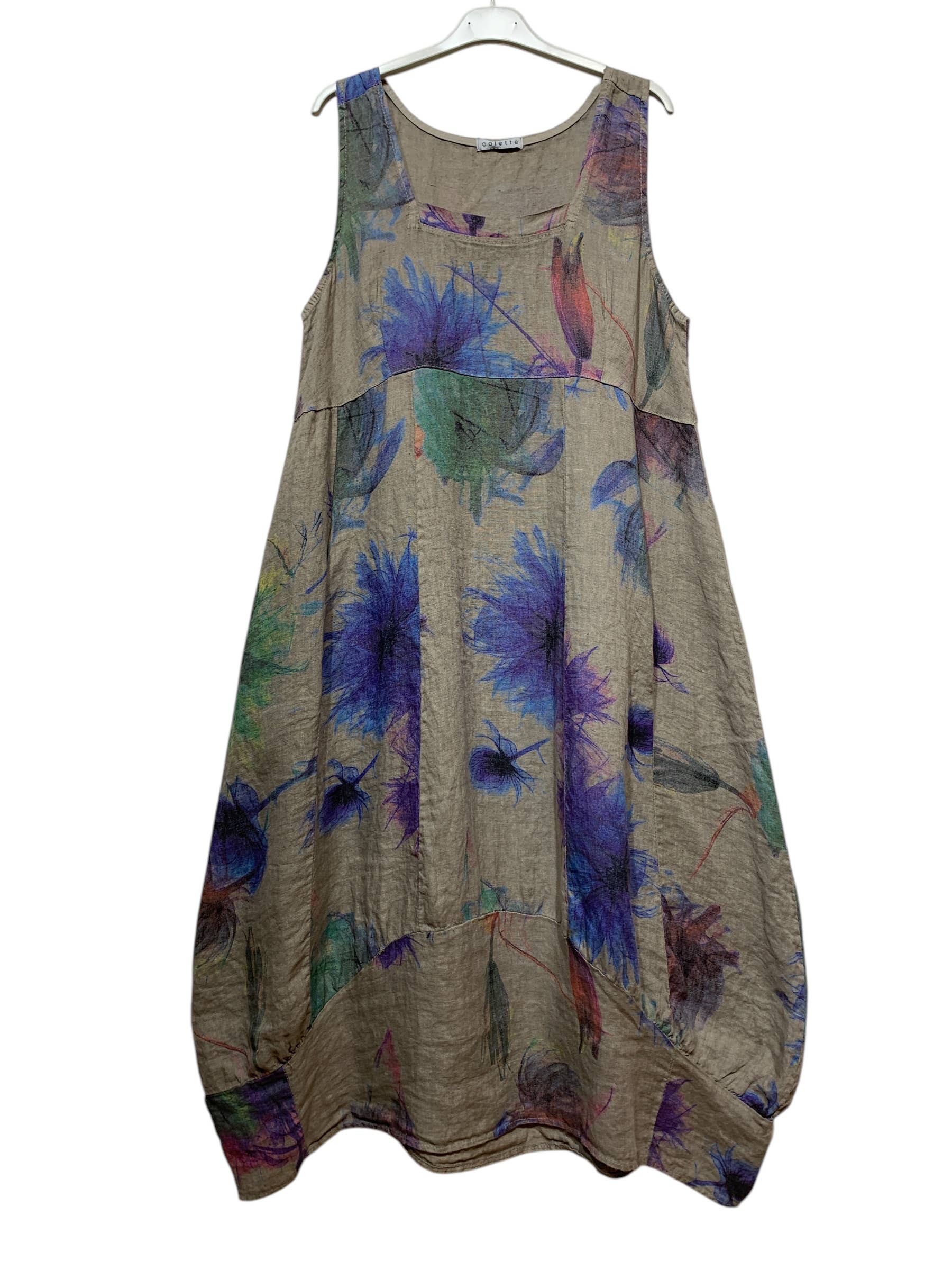 LINEN & COTTON HOUSE - Wholesale Dress - Women's - LINEN DRESS 322 FLOWERS1