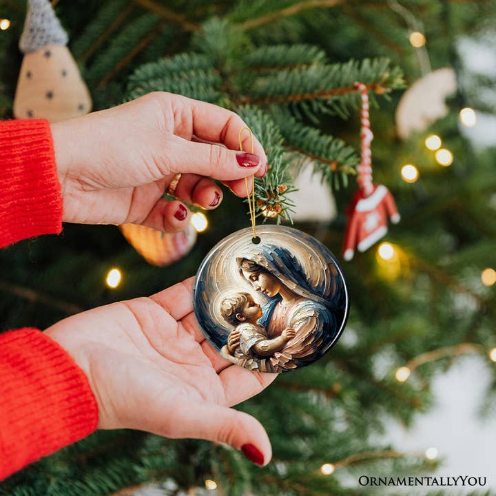 OrnamentallyYou - Wholesale Ornament - Virgin Mary and Baby Jesus, Oil Painting Style Gift & Decor4