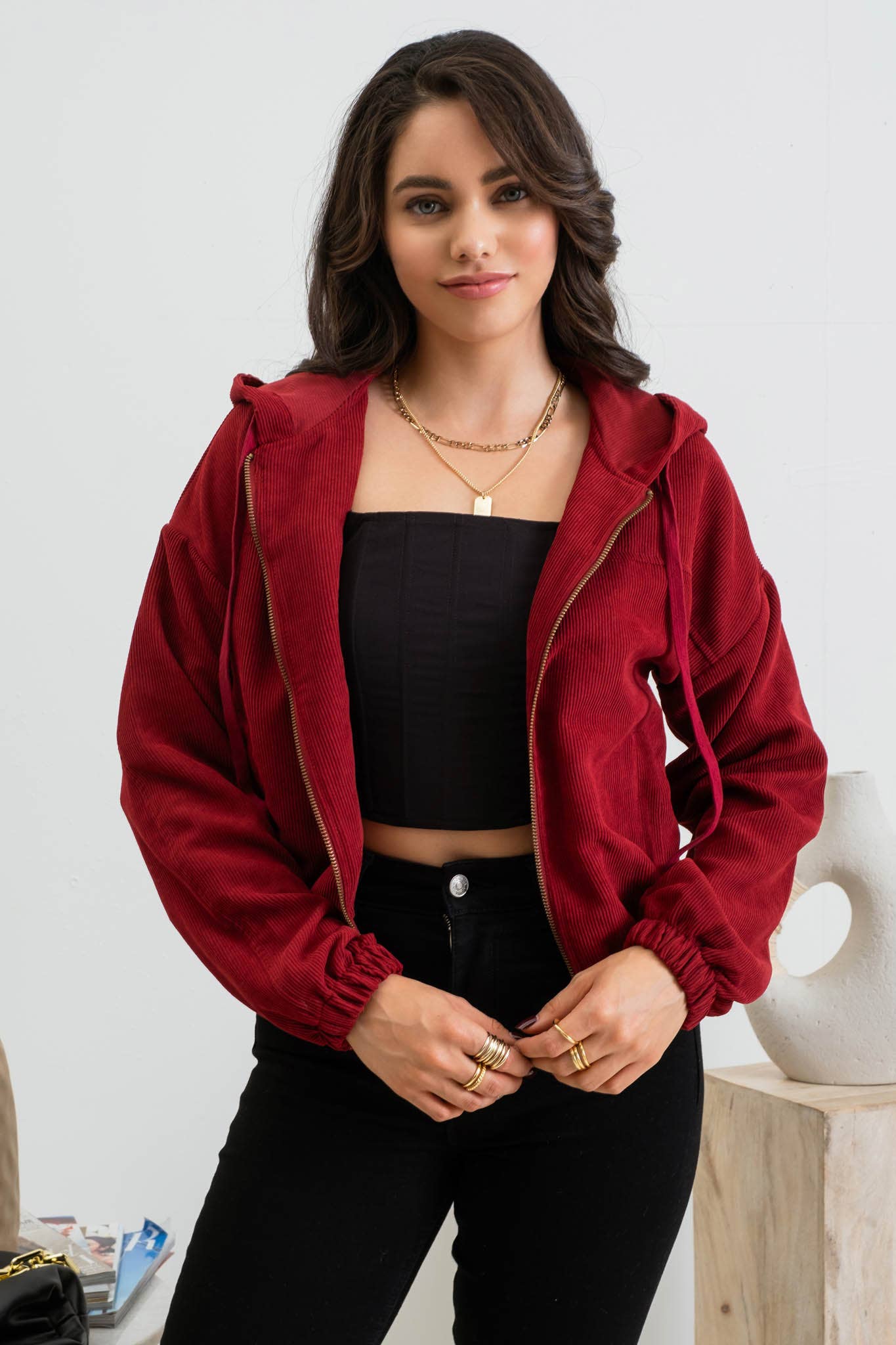 Blu Pepper – Blusão - Mulher por atacado – CASACO DE VELUDO COM ZÍPER42