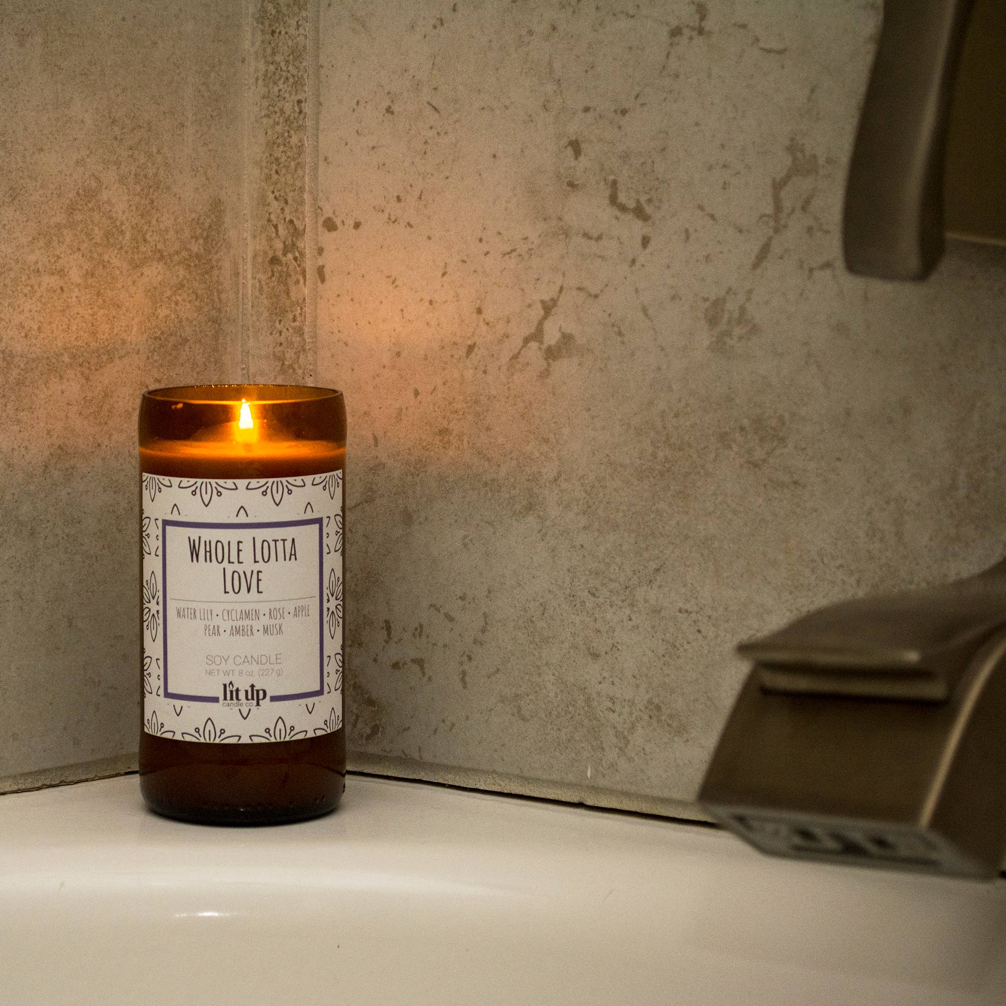 Lit Up Candle Co. - Wholesale Jar/Filled Candle - Whole Lotta Love scented 8 oz. soy candles in beer bottles4