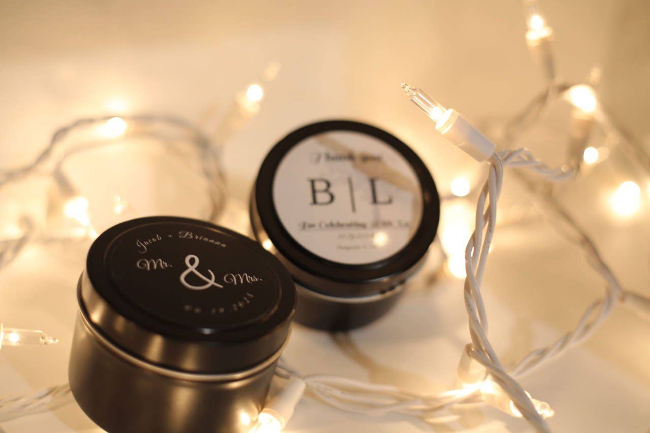 Candled With Care - Wholesale Travel candles - MATTE BLACK TIN COLOR - 4 oz. Bulk Wood Wick Candles 2