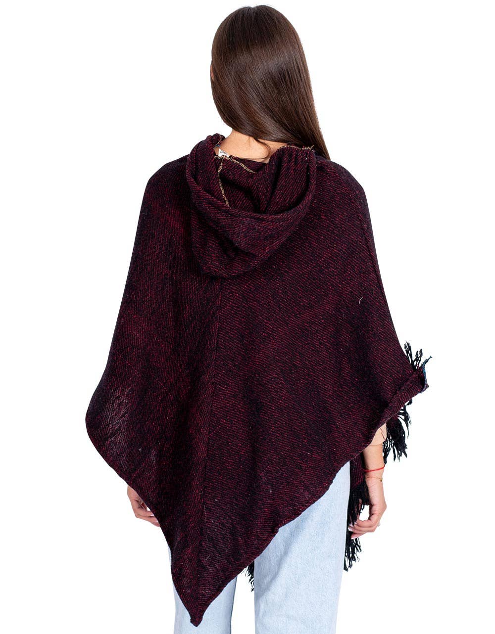 Board Burgundy Winter Ponchos with Fringes for wholesale on Faire4