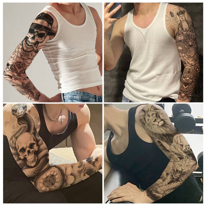 Long arm waterproof temporary full arm tattoo stickers for wholesale by Tourtiwi
