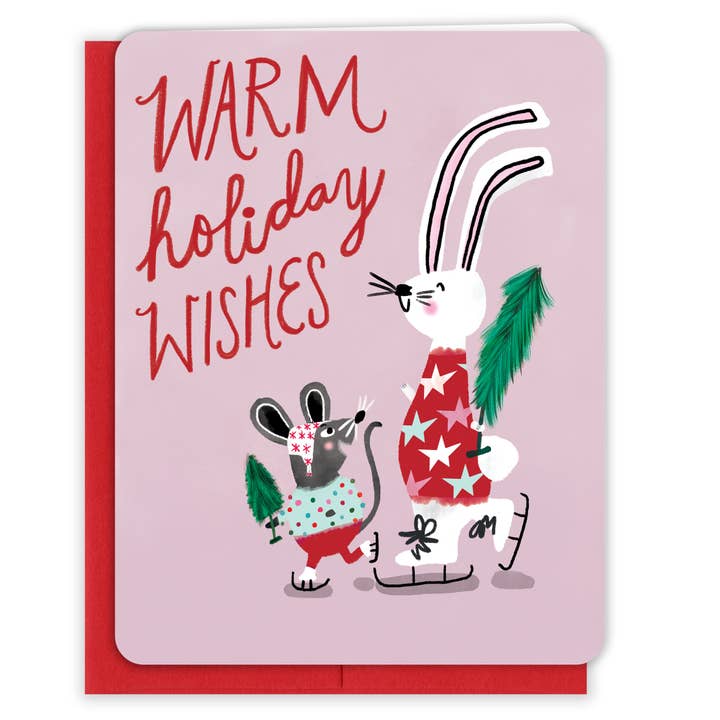 Eislaufen Feiertagskarte für den Großhandel von Paper Loop | Hand-Painted Greeting Cards