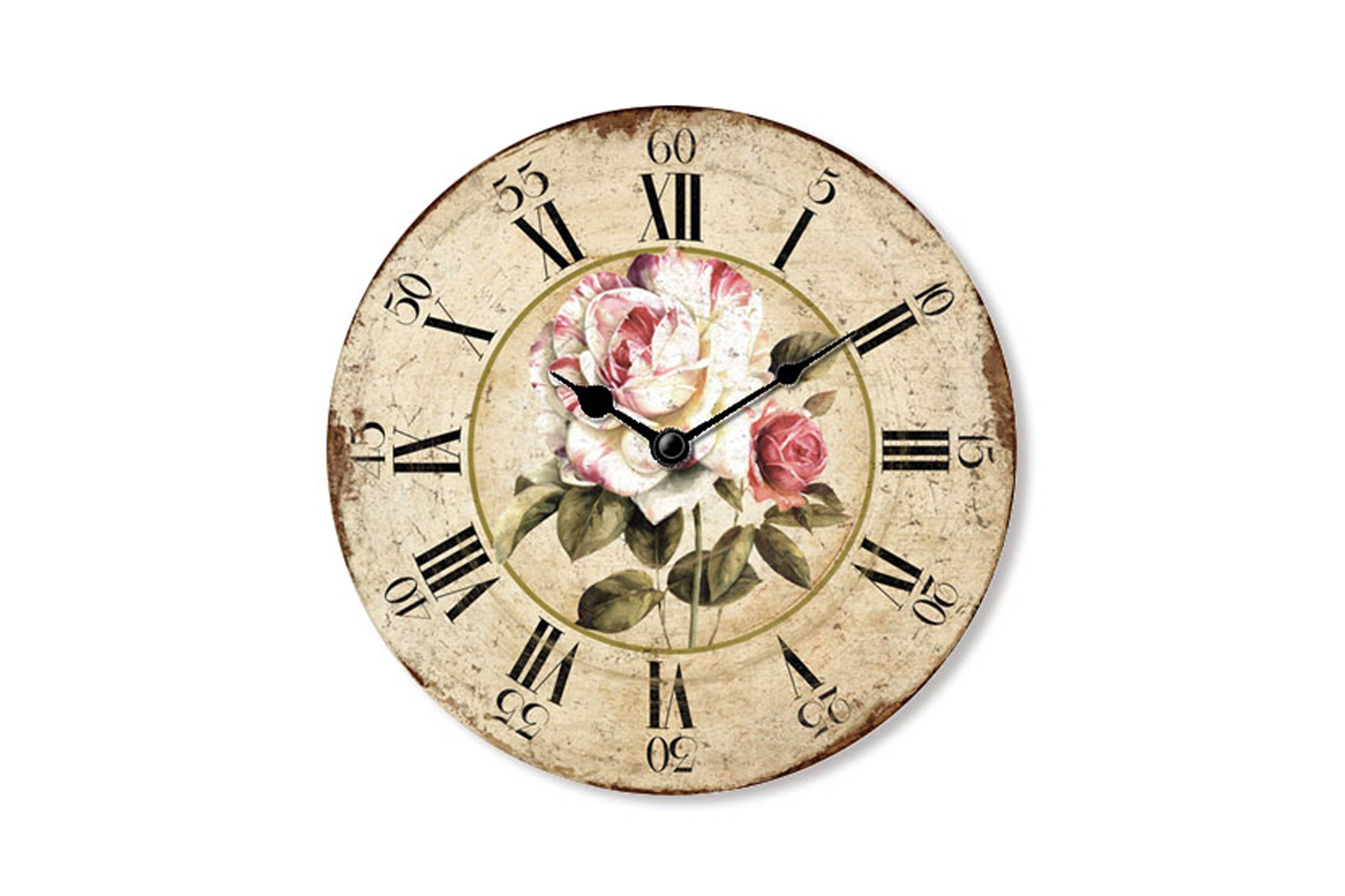 Isabelle Rose - Wholesale Wall Clock - Wooden clock Big rose 15 cm Isabelle Rose0