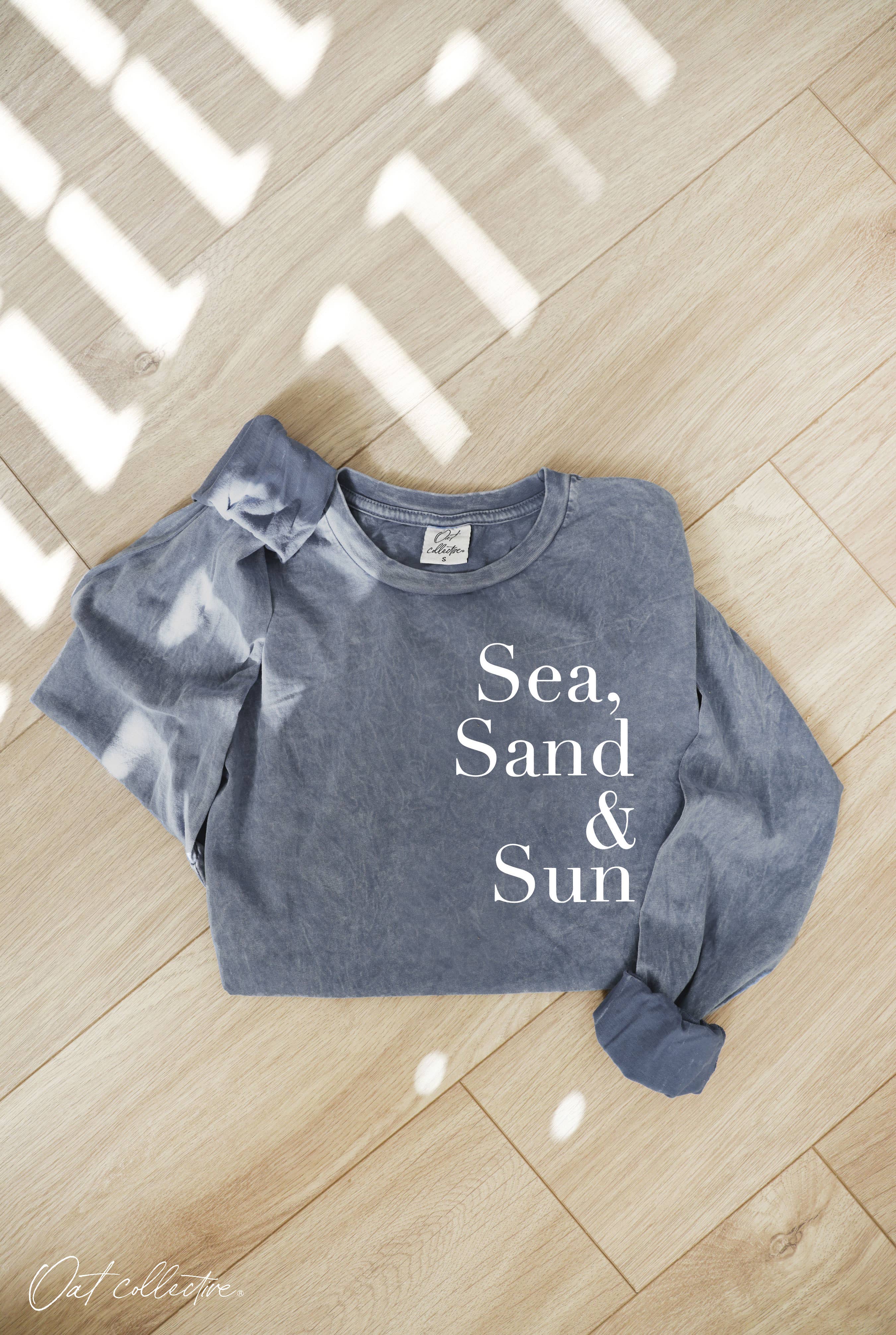 OAT COLLECTIVE - Wholesale Screen Printed T-Shirt - Women's - SEA, SAND AND SUN Mineral Washed Long Sleeve Graphic7