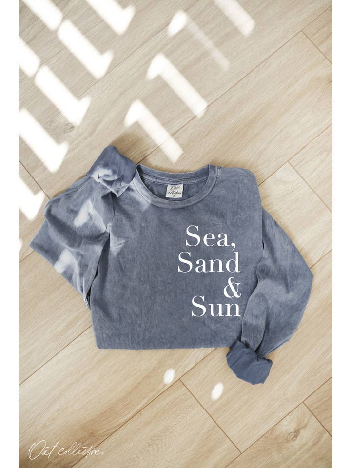 OAT COLLECTIVE - Wholesale Screen Printed T-Shirt - Women's - SEA, SAND AND SUN Mineral Washed Long Sleeve Graphic7
