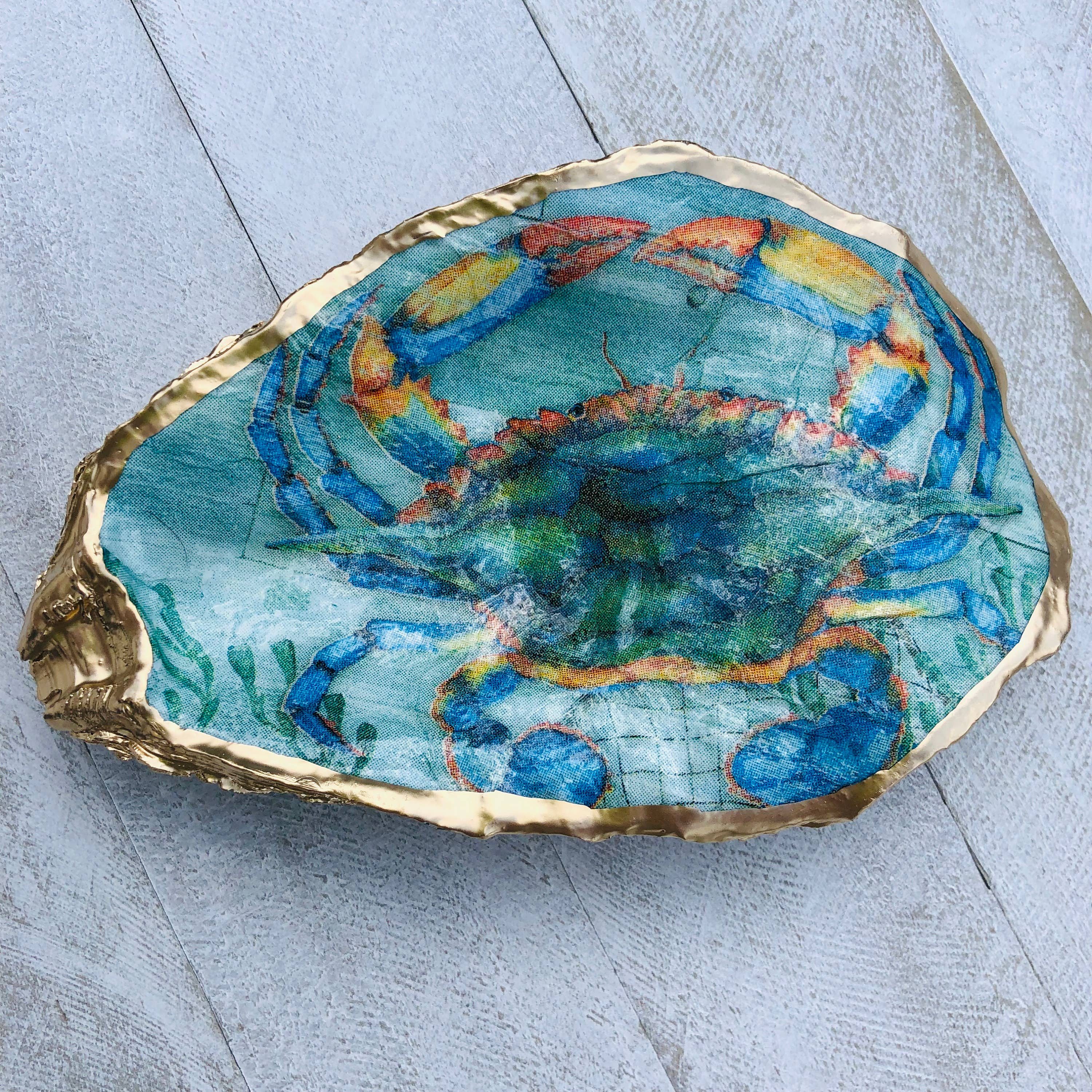 Place of Grace Designs - Vente Plateaux à bijoux - Plat à découper Oyster Ring - Blue Crab2
