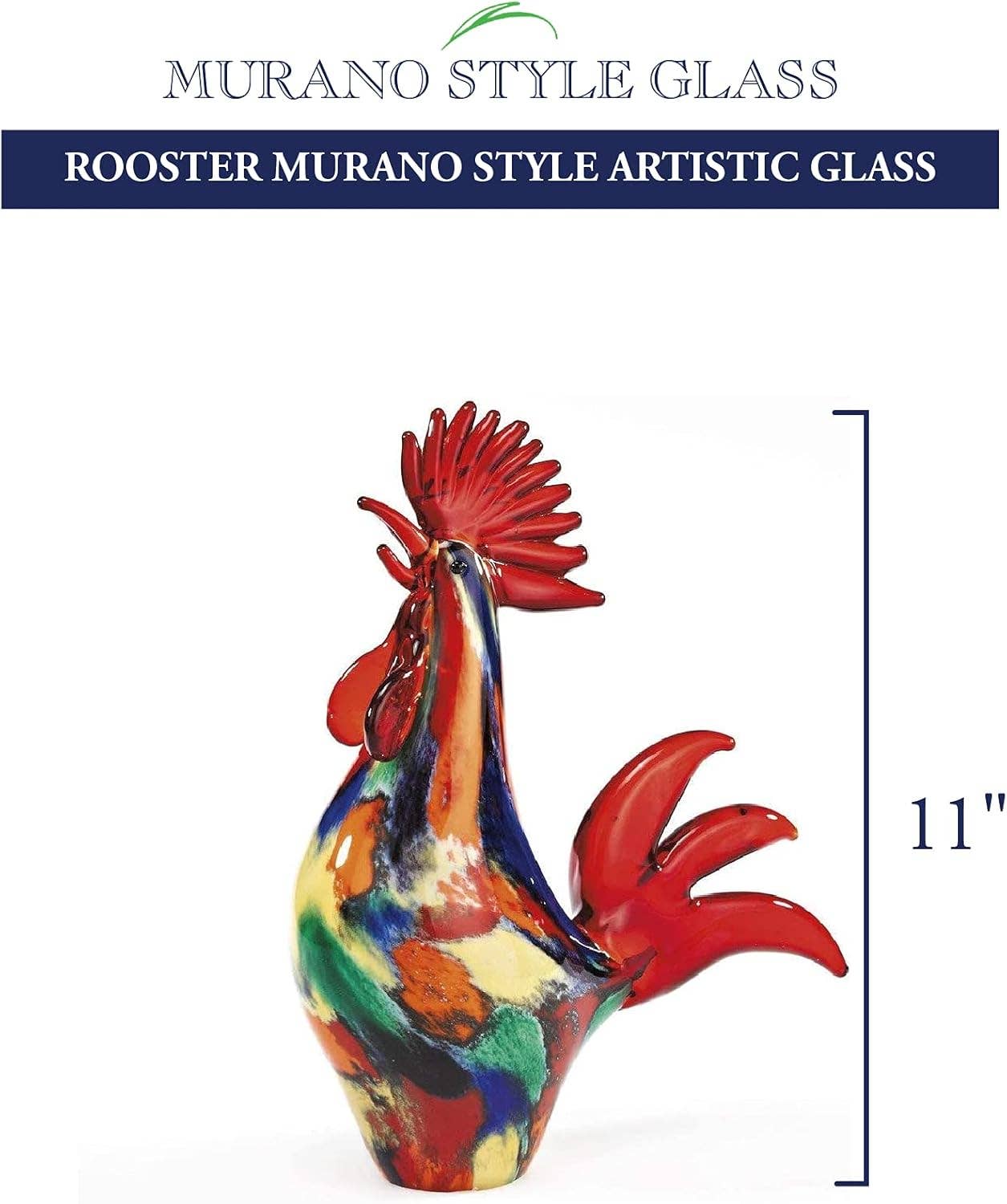 Badash - Wholesale Decorative Plate/Dish/Bowl - Colorful Murano Style Artistic Glass 11" Rooster4