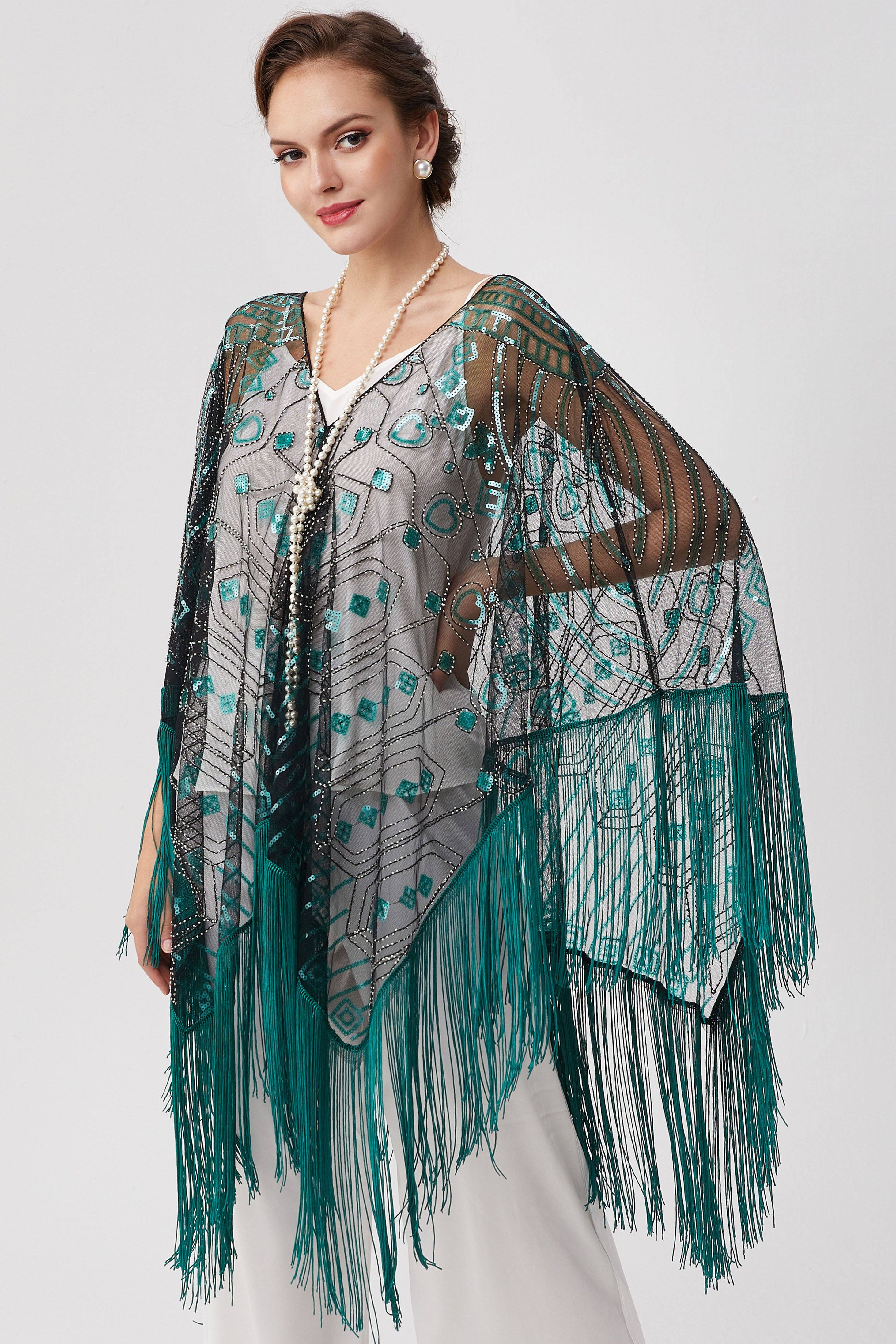 BABEYOND – wholesale Wrap – Women's – 1920s Knee Length Fringed Shawl20