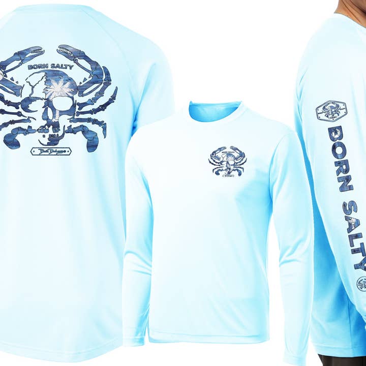 David Dunleavy - Wholesale Screen printed t-shirt – Men′s - Men’s Performance South Carolina Born Salty Skull Crab Long Sleeve0