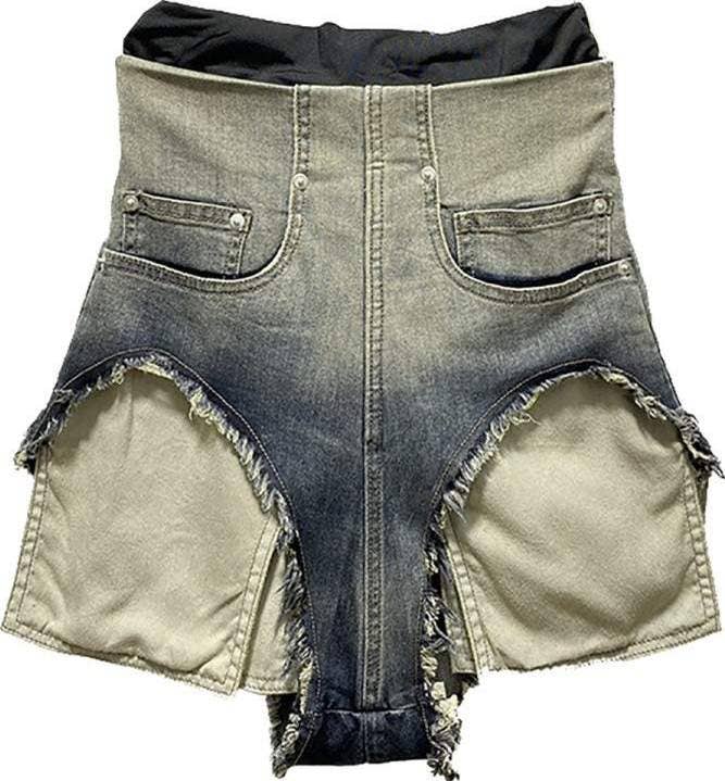 blue gradient color design denim shorts for wholesale on Faire3