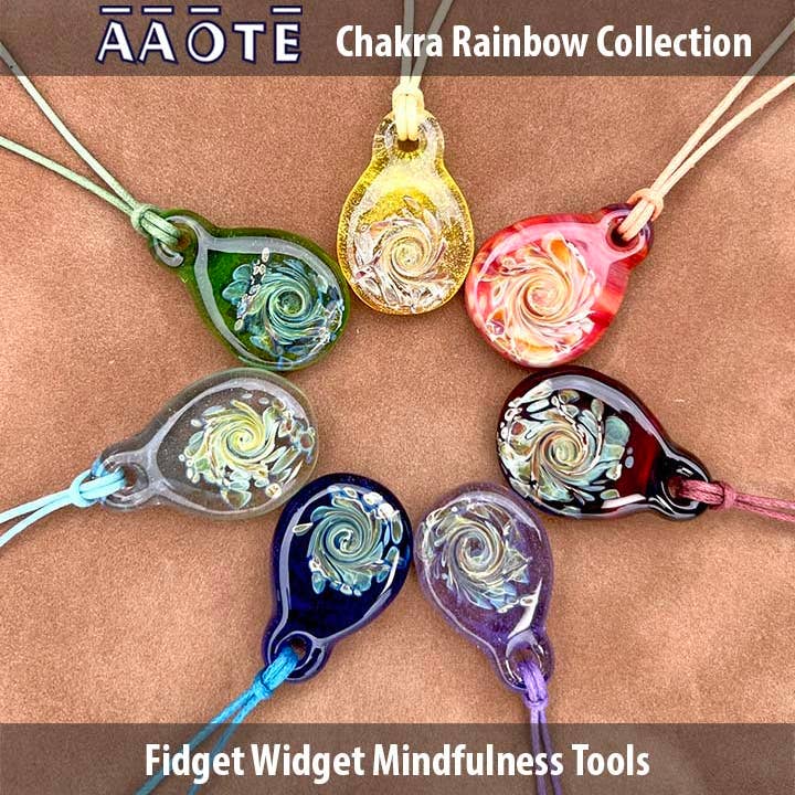 Rainbow Chakra Fidget Widget TZ Glass Art Necklace for wholesale by AAOTE