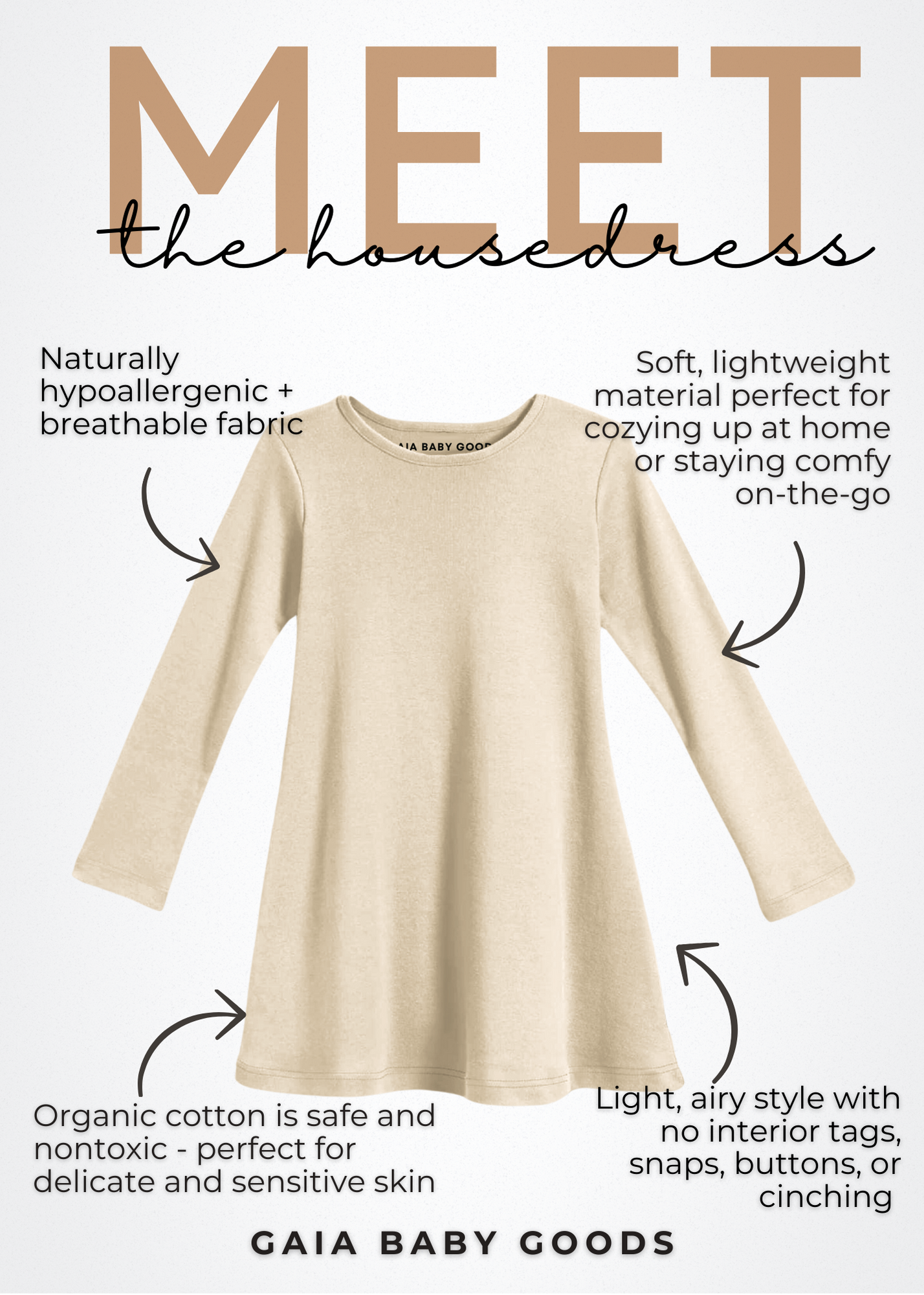 Gaia Baby Goods - Wholesale Dress - Kids - Organic Cotton Toddler Dress in Holiday Santa Print4