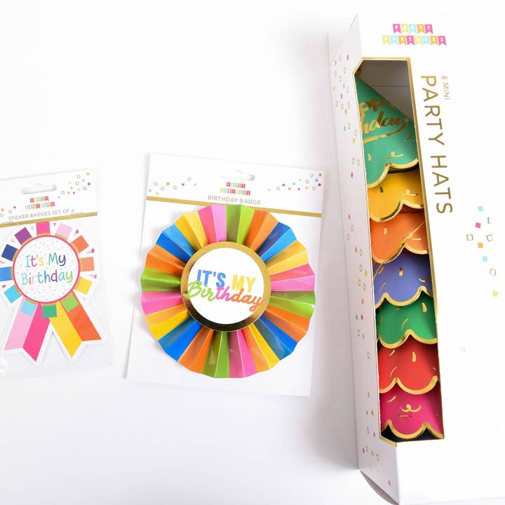 Party Partners – wholesale Party gift – Rainbow It's My Birthday Paper Badge2
