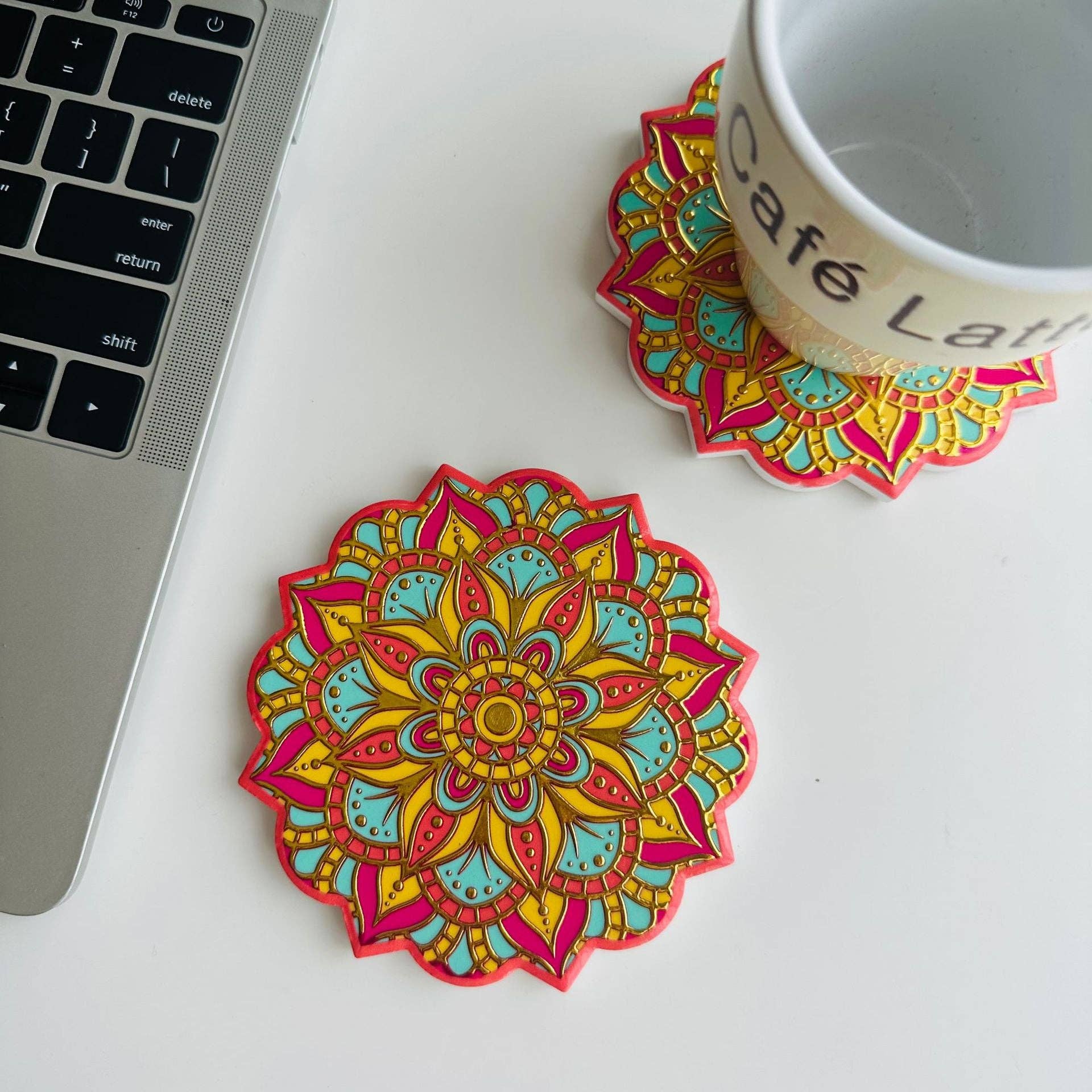 Magia Design - Wholesale Coasters - Bohemian Mandala Flower Heat-Resistant Coaster3