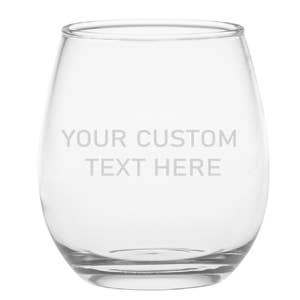 Custom Etched Stemless Wine Glass Bulk Pricing Available, for Events,  Branding, and Gifts, Add Your Text, Logo, or Artwork, Design: CUSTOM 