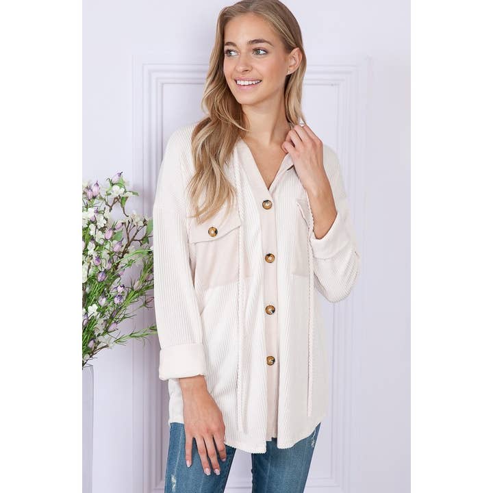 PLUS Ribbet stof knap ned hættetrøje for engroshandel hos Reborn J